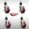 Service Caster 3.5'' SS Red Poly Swivel 1-7/8'' Expanding Stem Caster Set with Brake, 4PK SCC-SSEX20S3514-PPUB-RED-TLB-178-4 - alternate 2